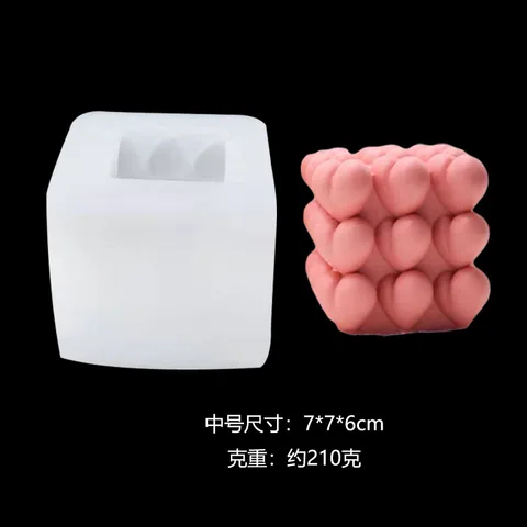 Love Heart  Silicone Candle Mold Heart-shaped Candle Making Chocolate Soap Resin Mold Scented Handmade Cube Aroma Wax Mold