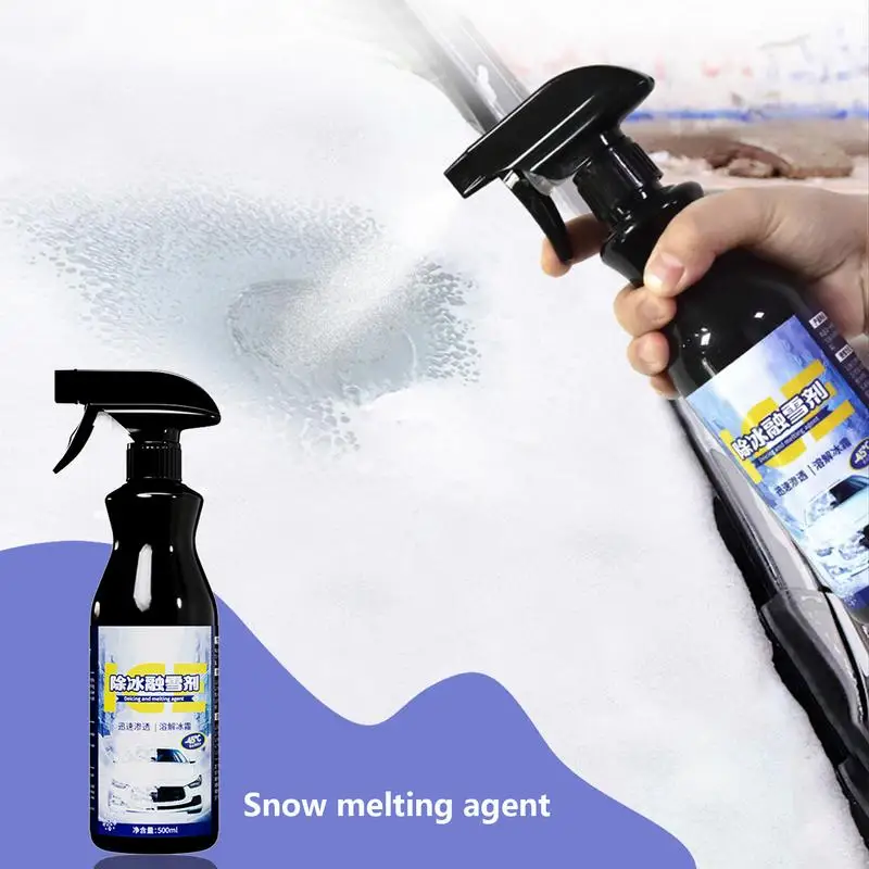 Car Defrosting Liquid 500ml Glass Spray Fast-Acting Snow Melting Ice Cleaner For Driving Safety For Exhaust Pipe Headlights