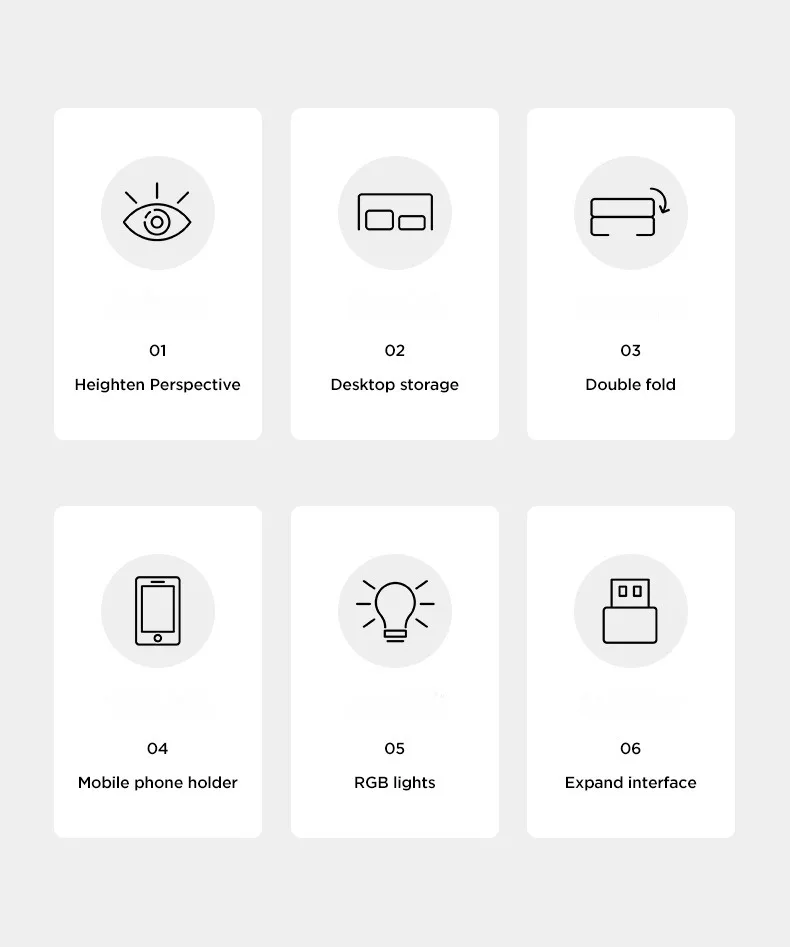 Description Picture 3 of itemRGB Gaming Computer Monitor Stand, Riser with 4 USB, Foldable Monitor Riser, Storage Drawer and Phone Holder for PC and Laptop