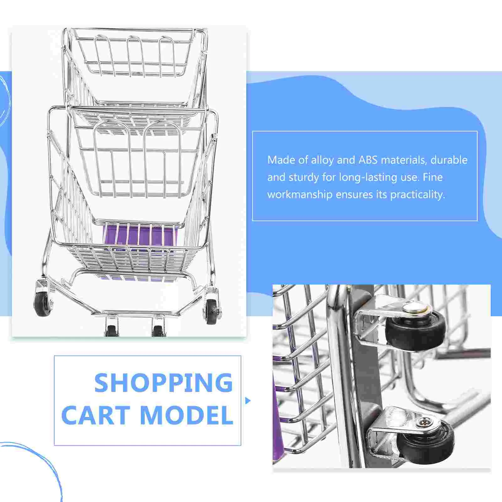 Mini Supermarket Shopping Trolley Mini Shopping Cart Desktop Model Children's Toys Home Decoration Miniature Toy Gifts 4