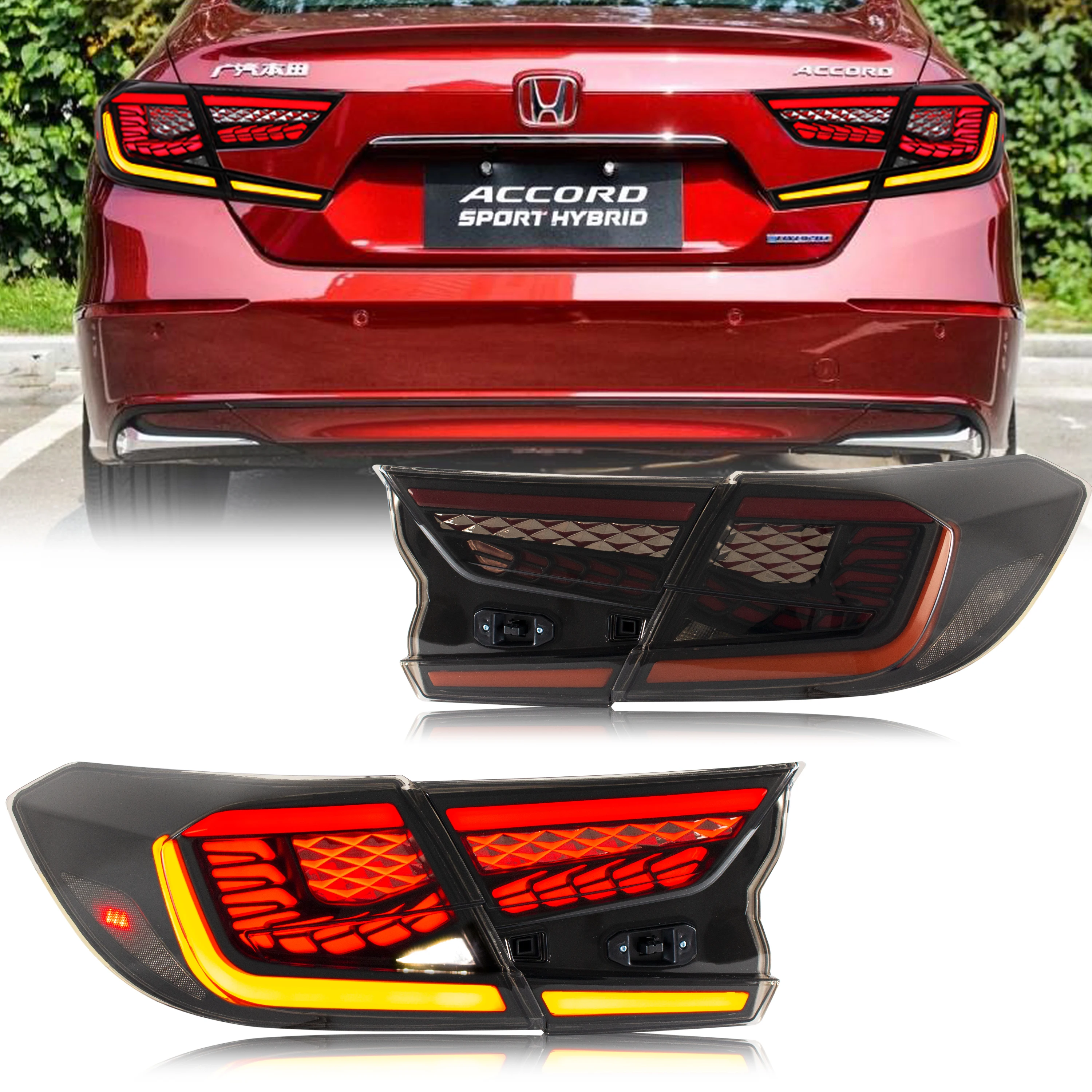 

LED Tail Lights for Honda Accord 10th Gen 2018 2019 2020 2021 2022 Sequential Indicator Start-up Animation Rear Lamps