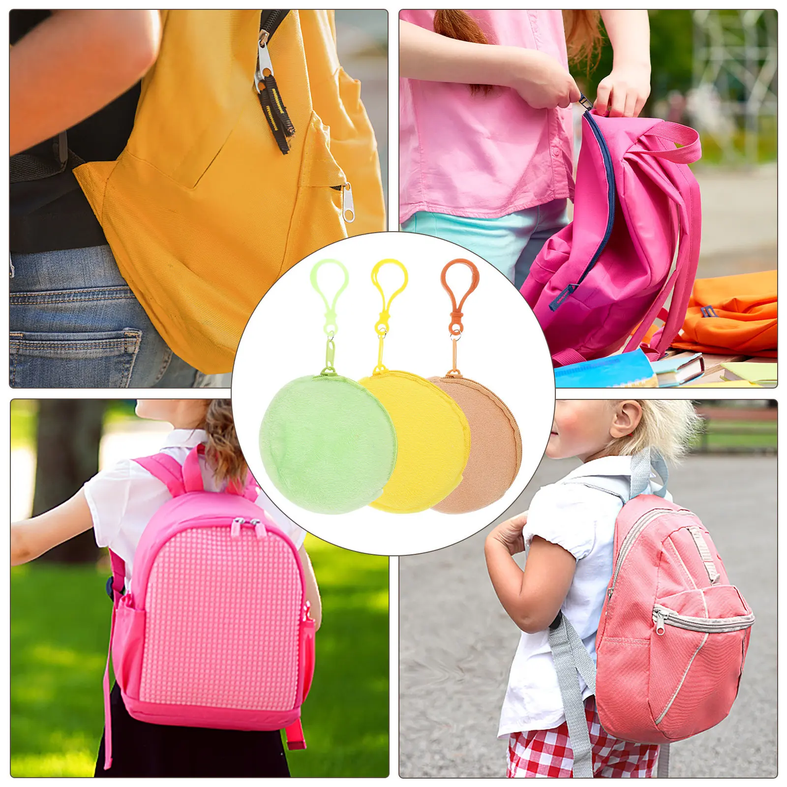 여성을위한 3Pcs 작은 원형 지갑 지퍼가 달린 동전 지갑 이어폰 가방 경량 휴대용 스토리지 이어폰 케이스