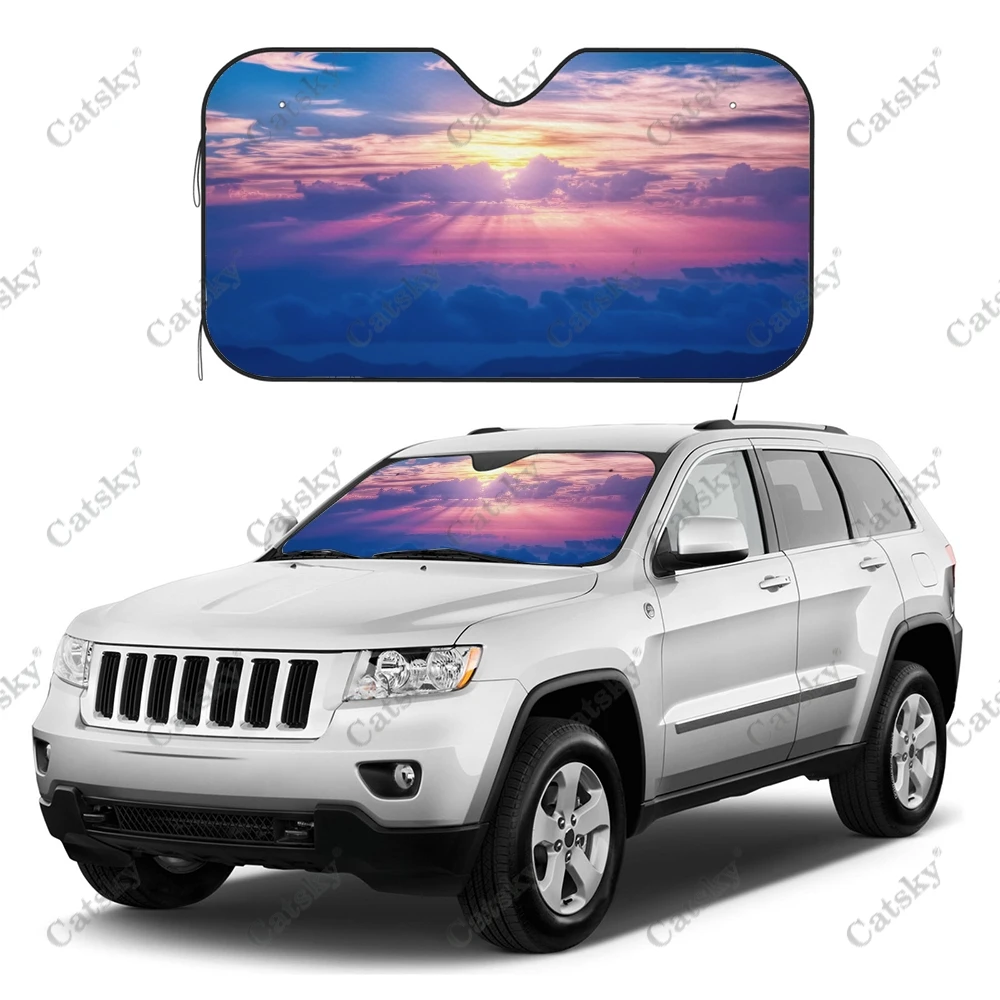 

Pink Sky Cloud Print Car Accessories Windshield Sunshade Foldable Sunvisor Protect Sunshade for Car SUV Gift for Car Lover