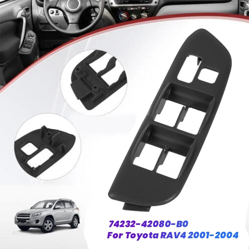 thumbnail image 2 of Driver Side Door Armrest Panel Window Switch Bezel For Toyota RAV4 2001-2005 | Replace 74232-42080-B0 2 of 9