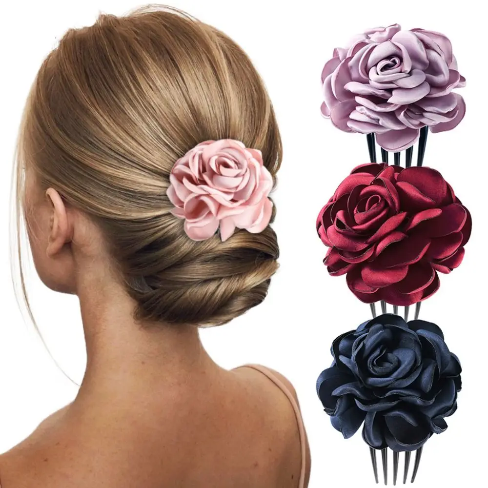 

2PCS New Hair Clips Bridal Flower Hair Combs Wedding Floral Retro Hairpins Women Barrette Elegant Headwear Hair Accessories