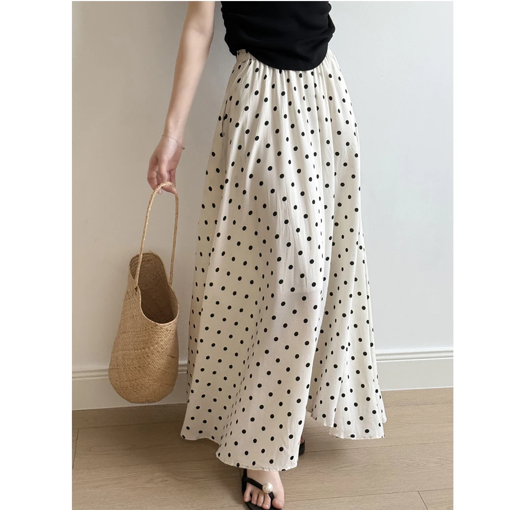 2025 New Arrival Women's A-Line Summer Boho Dots Print Long