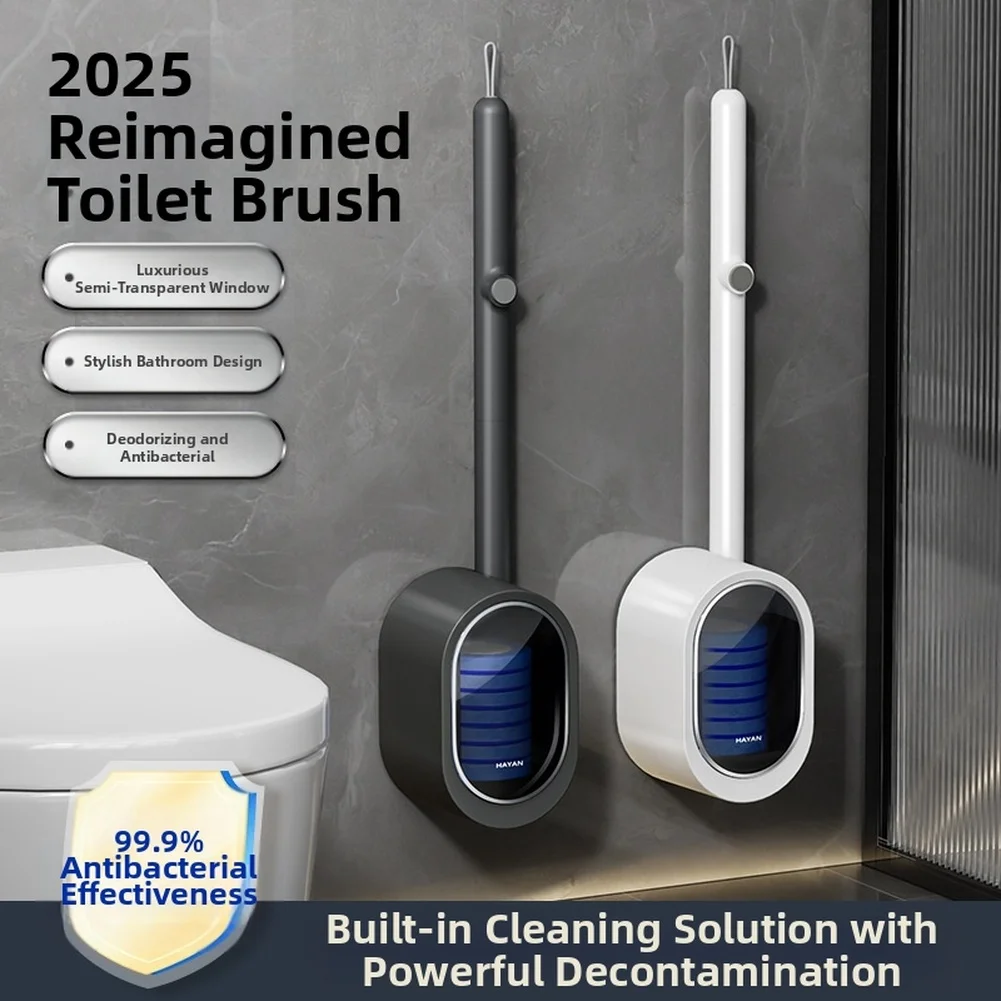 Badezimmer-Reinigungsset mit Einweg-Toilettenbürste zur Wandmontage, ohne Bohreninstallation und integrierte Reinigungslösung_voghion.com