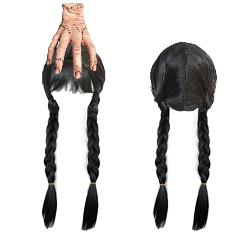 Cosplay Accessories Wednesday Cosplay Wig For Girls Accessories Headband Wand Crown Jewelry Set Wig Braid for Princess Clothing Dress Up Accessory