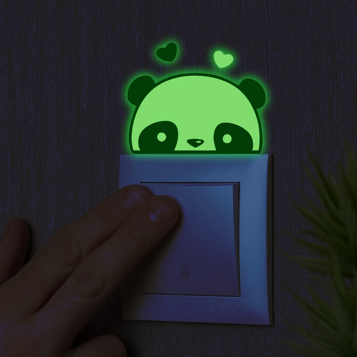 1pcs cartoon animal cute panda pattern glow-in-the-dark switch stickers, can be torn and pasted indoor decoration stickers
