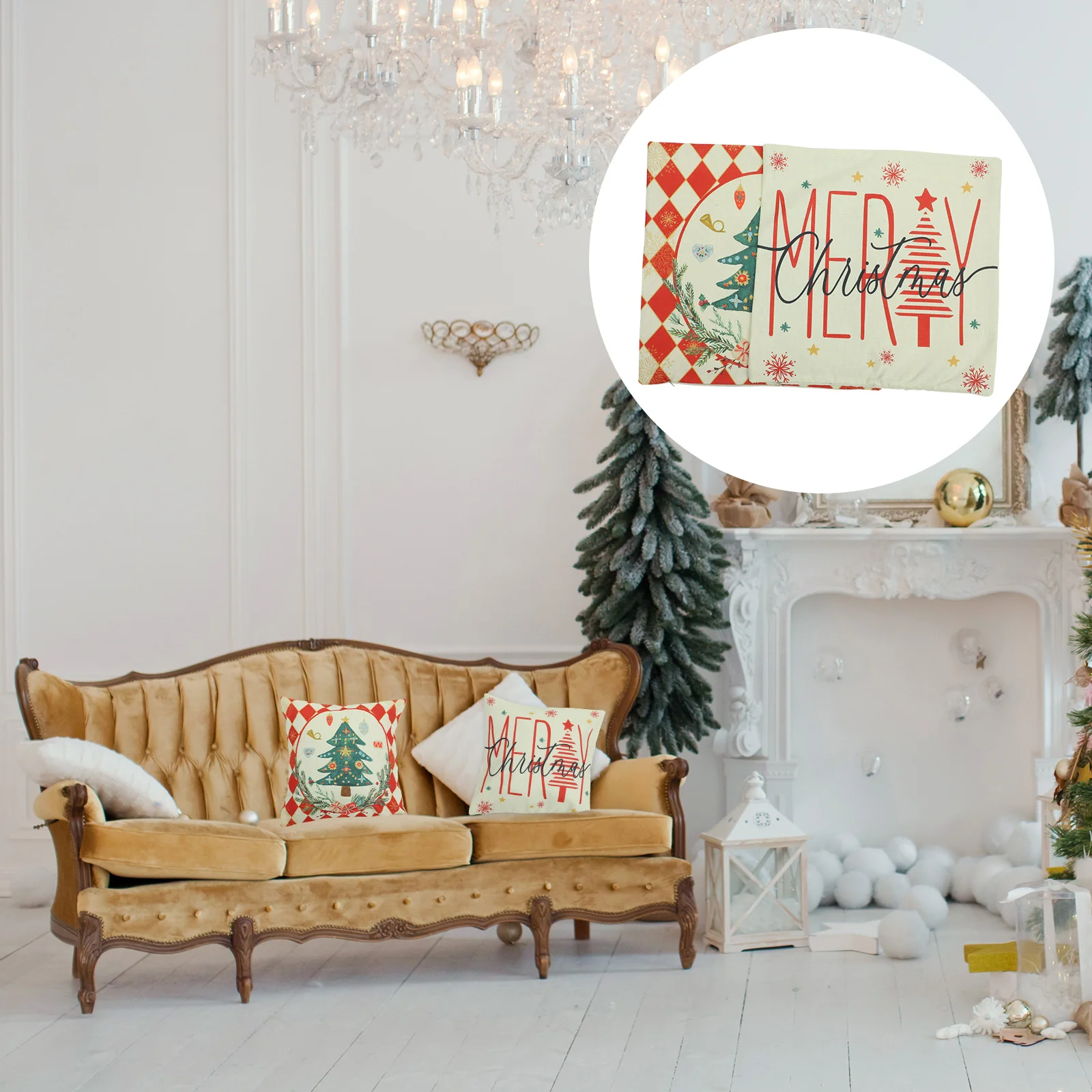 

2 Pcs Pillow Covers Xmas Christmas Pillowcases Festival Throw Creative Decorative Cushion