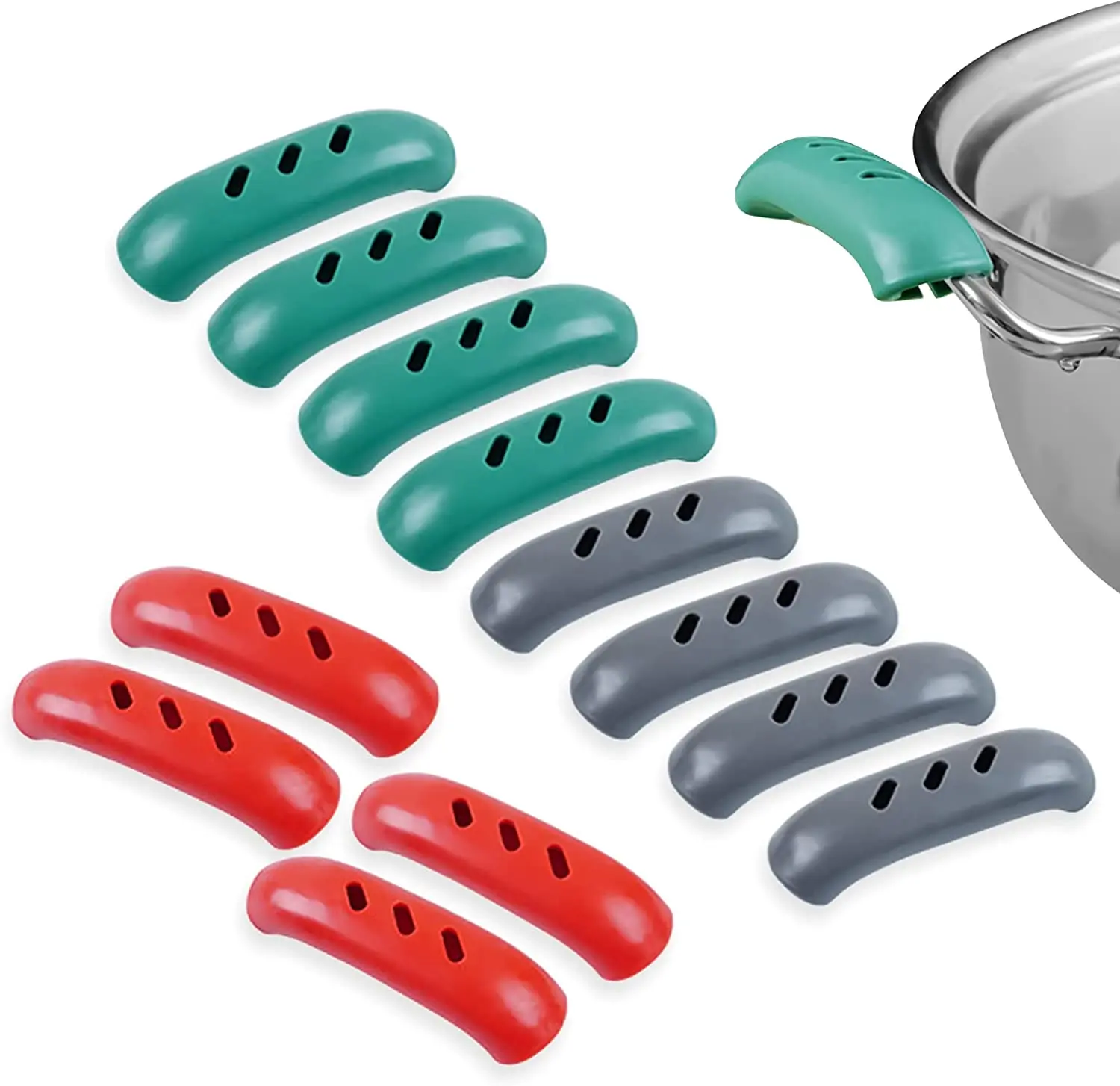 Description Picture 2 of itemSilicone Pan Handle Cover Heat Insulation Covers Pot Ear Clip Steamer Casserole Pan Handle Holder Non-slip Grip Kitchen Tool