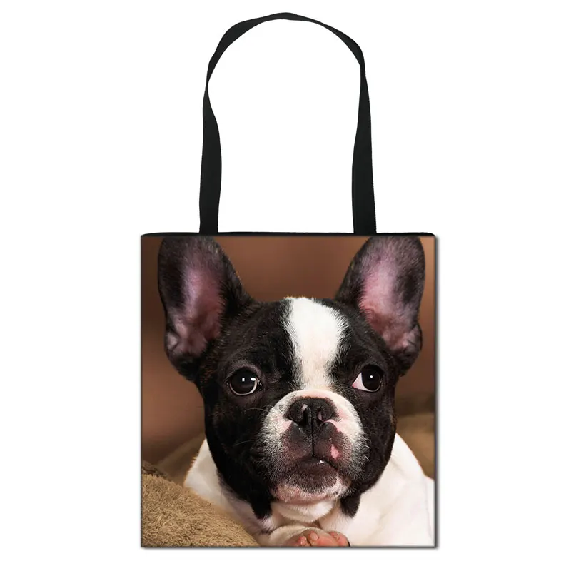 German Shepherd / Boston Terrier / Bulldog / Husky Dog Causal Totes Bag Women Handbag Ladies Shoulder Bags Canvas Shopping Bag 