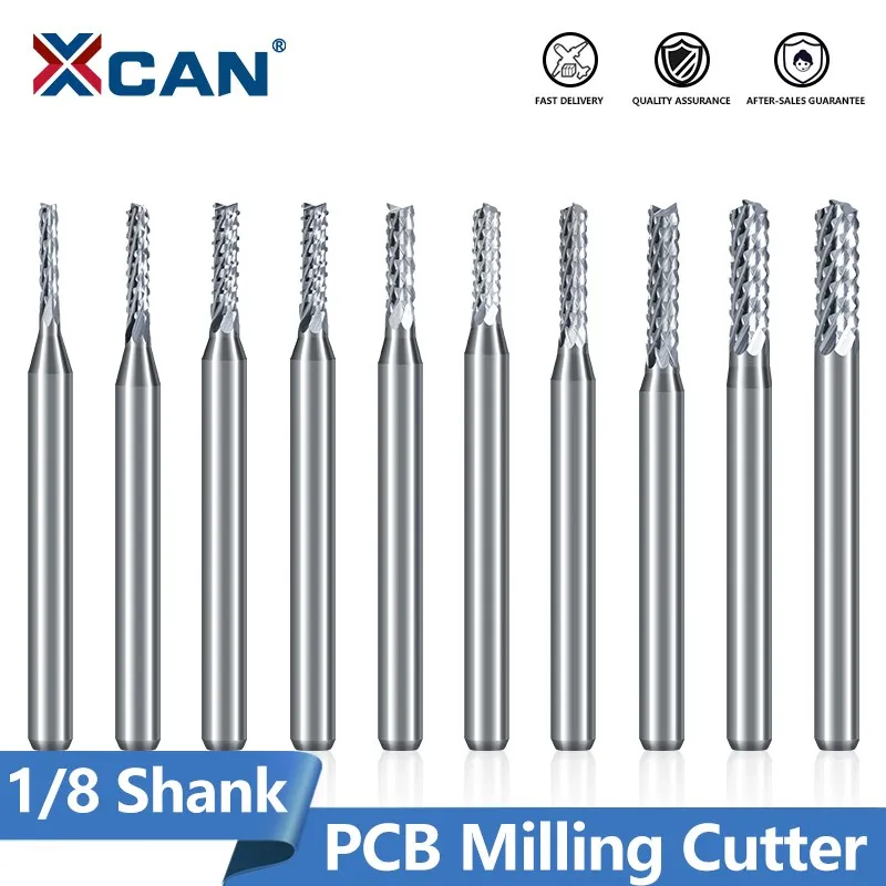 Xcan 1pc Cnc Router Bit 1/8 Shank Pcb Milling Cutter Carbide End Mill