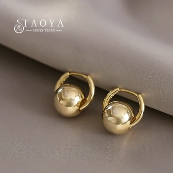 American Retro Simple Metal Spherical Pendant Earrings Fashion Classic Jewelry