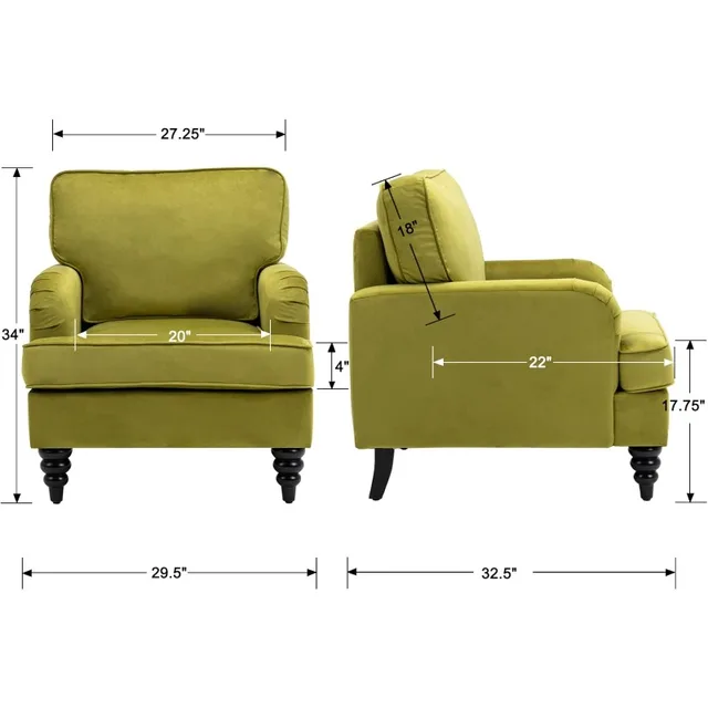 Olive Velvet Modern Club Chair 3