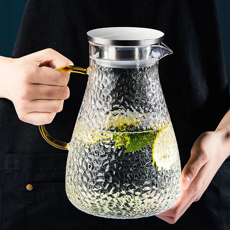 1800ml Glass Water Jug Pitcher Juice Bottle with Plastic Lid - China Water  Bottle and Water Pitcher price