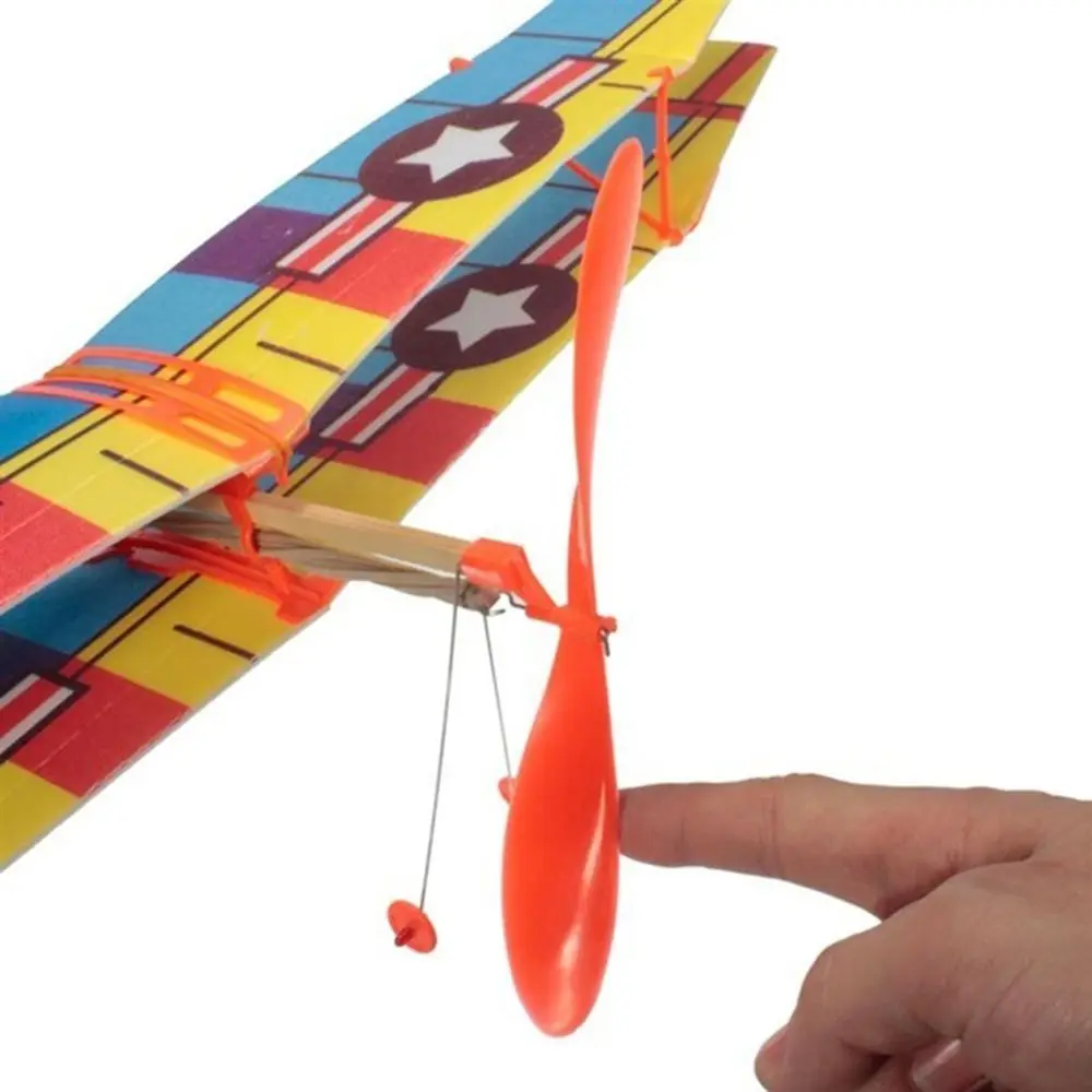 1Pc Random Color Elastic Rubber Airplane Hand Throwing Assembly Plane Model Foam Aircraft Powered Flying Glider Educational Toy 2