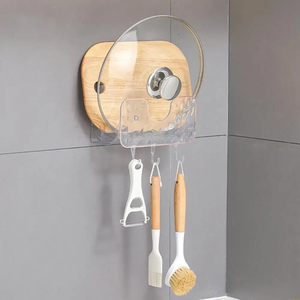 

Multi-color Lid Rack Space-saving Wall-mounted Kitchen Organizer with Removable Hooks for Pot Lid Chopping Board Storage Pot Lid