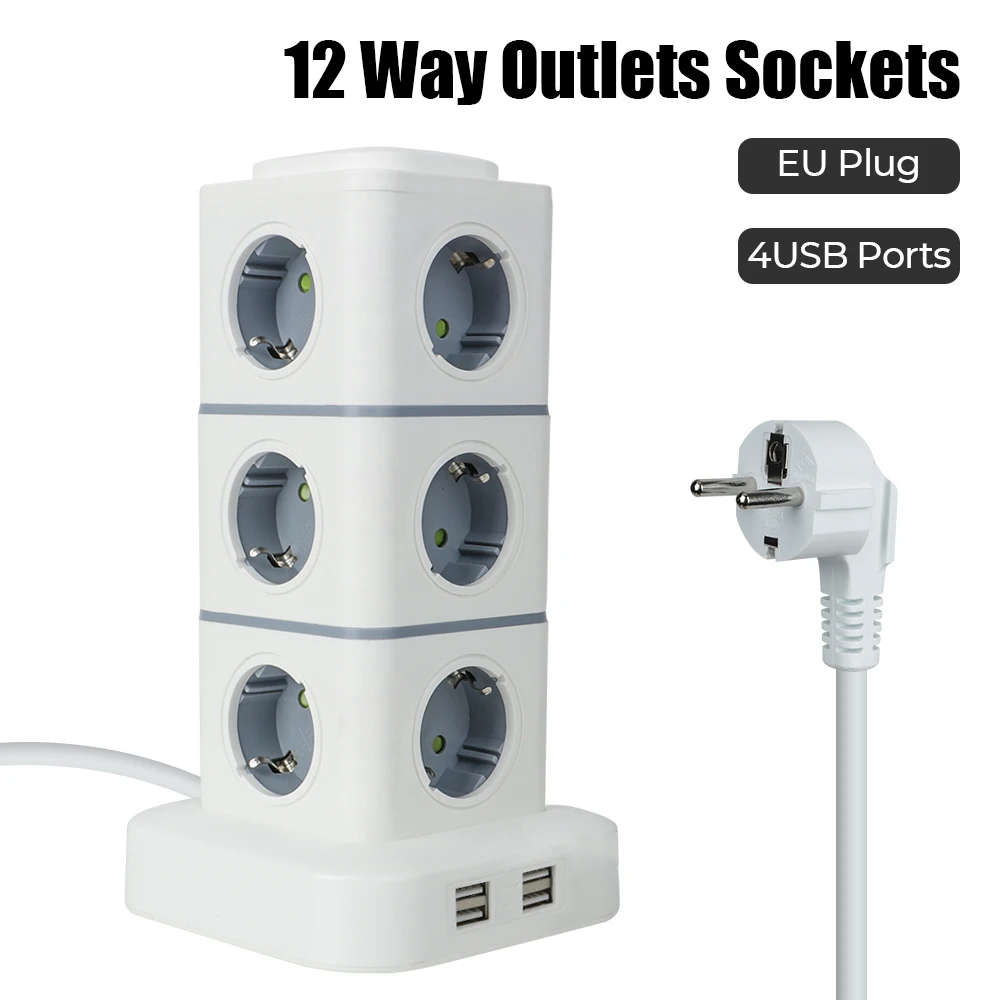 Multiprise Verticale 11 Prises Eu-Us-Uk 250V - 10A - 2500W - 2 Usb