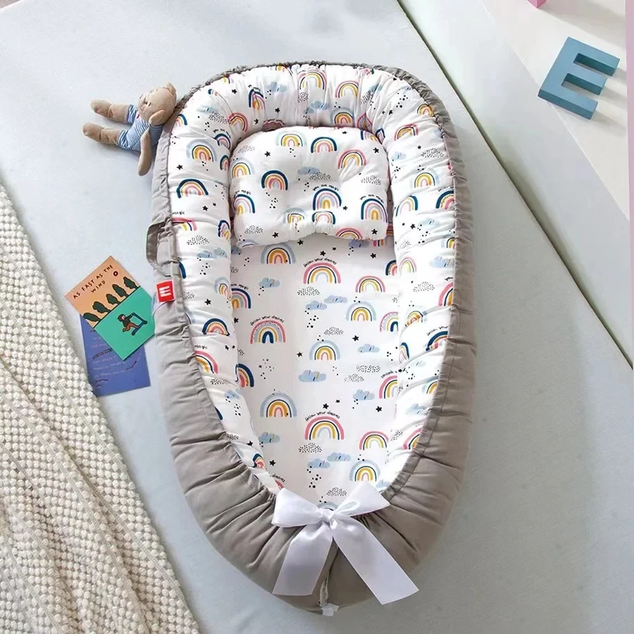 

Sleeping Nest Newborn Baby Cotton Breathable Adjustable Baby Crib In Bed Portable Toddler Infant Cradle Mattress