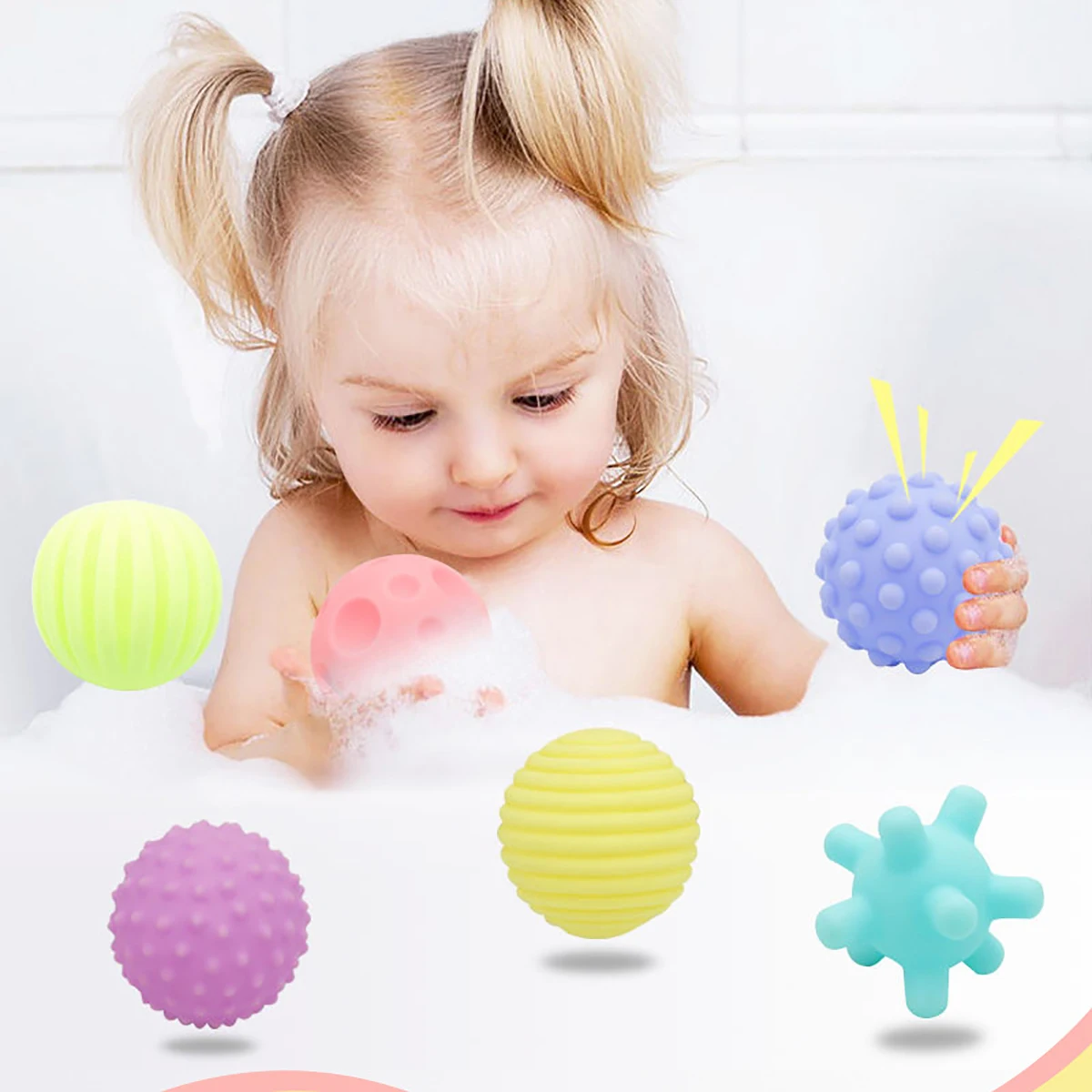 Children's toy ball baby grip ball hair ring soft rubber playing toy rubber ball pinch ring can bite 2