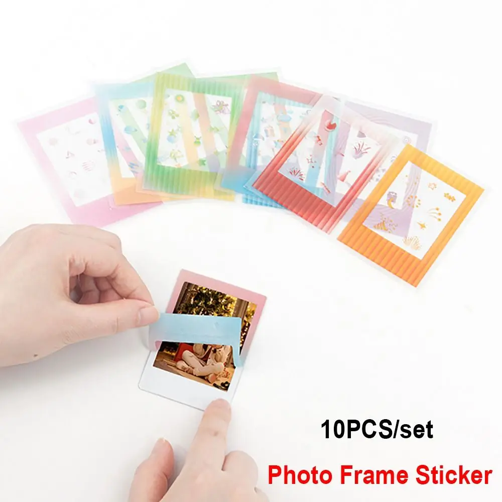 10pcs/set Creative 3-inch Instant Camera Photo Frame Sticker Set - DIY PET Decorative Decals Stationery