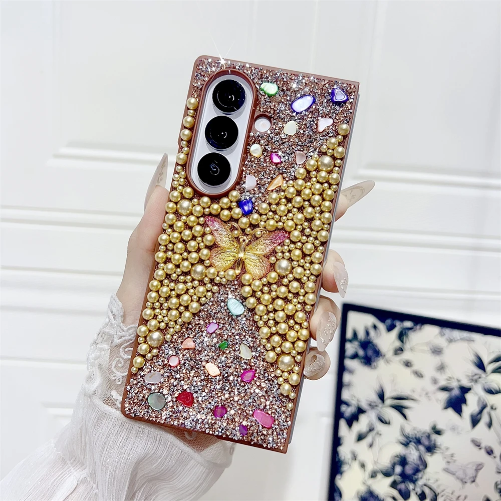Glitter Butterfly Gradient Diamond Pearl Pink Gift Case Cover