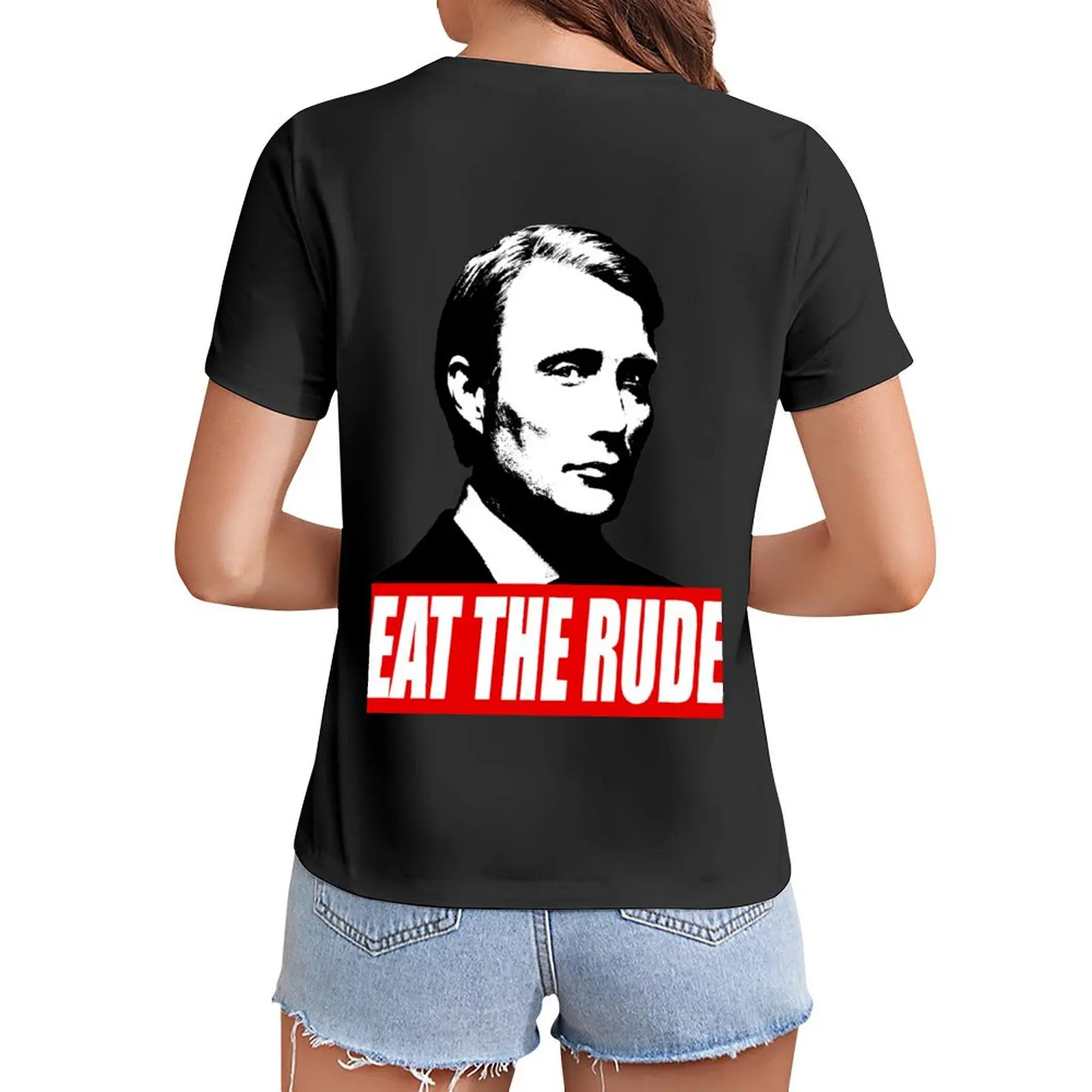 

EAT THE RUDE - Hannibal [Dark Background] T-Shirt summer tops funny korean fashion t-shirt dress for Women graphic