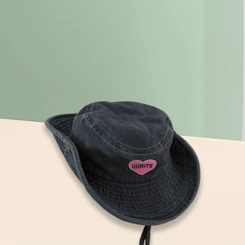 Stylish Unisex Fedora Hat with Heart Embroidery and Wide Brim Perfect for Outdoor Activities like Hiking and Camping