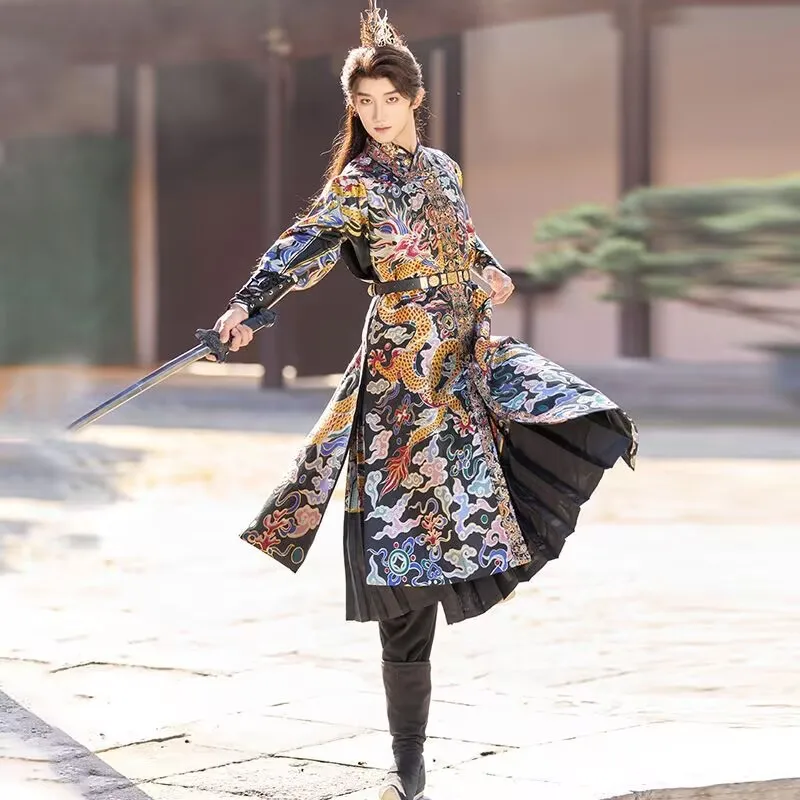 Hanfu Armor Coat Men&Women Chinese Vintage Flying Fish Suits Black Red ...