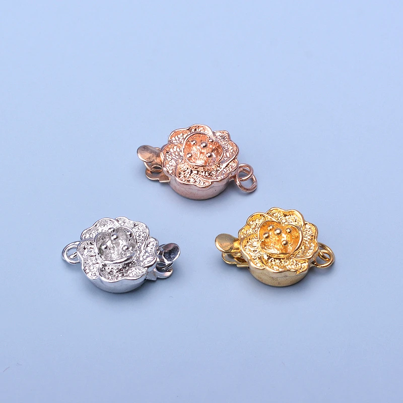 

2 Pieces New Type Flower Shape Necklace Bracelet DIY Jewelry Making Connector 925 Silver/golden/Rose Gold Clasp Accessories
