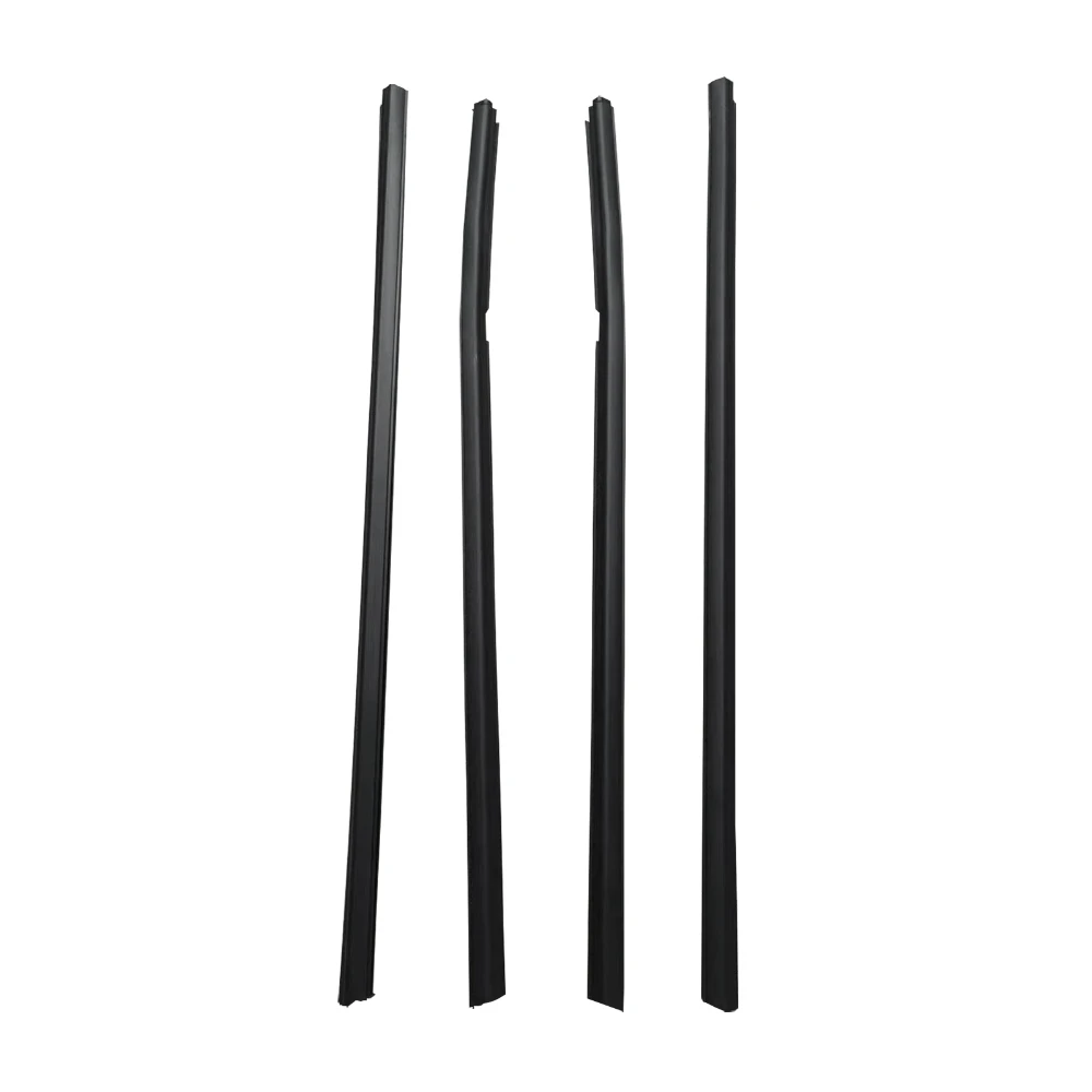 4Pcs Outer Door Window Glass Weatherstrip Belt For Honda City 2009-2014 Door Window Moulding Trim Sealing Front Rear Black