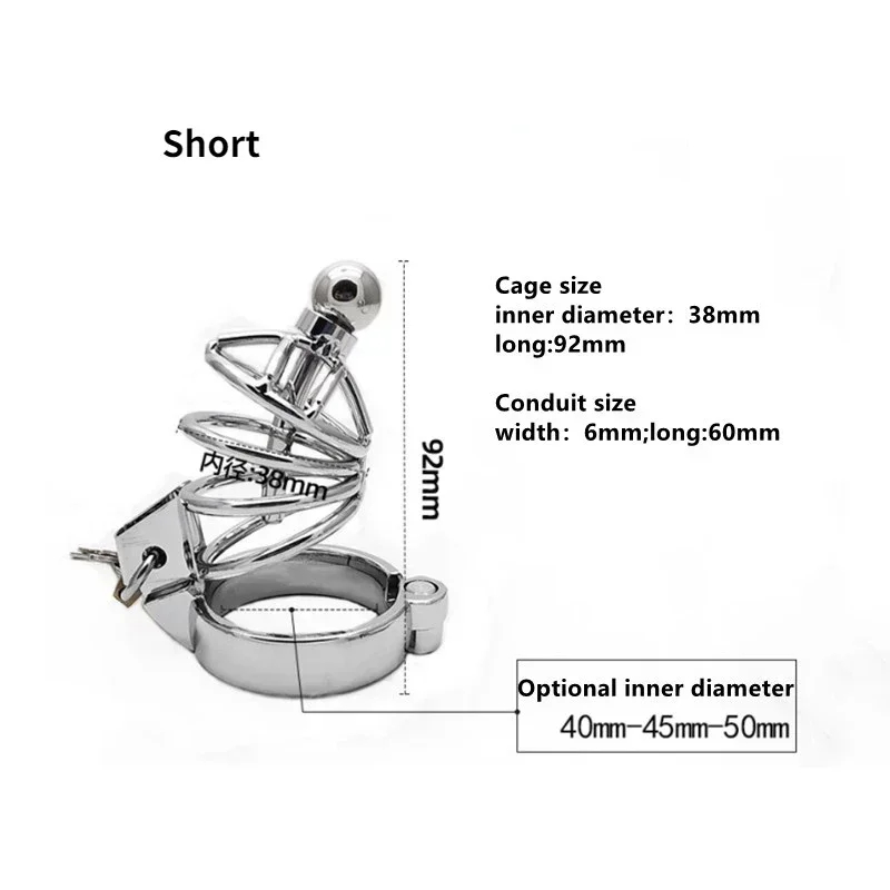 Metal Chastity Cage Sissy 304 Stainless Steel Penis Lock Cock Ring Wiht Urethral Catheter Bondage Chastity Belt Sex Toy for Men