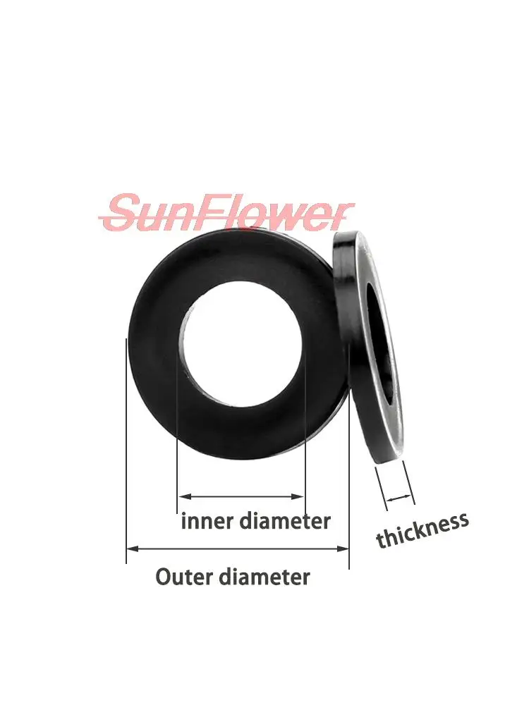 M2 M2.5 M3 M4 M5 M6 M8 M10 M12 M14 M16 M18 M20 Black Nylon Plastic Flat Washer Plane Spacer Insulation Seals Gasket Ring