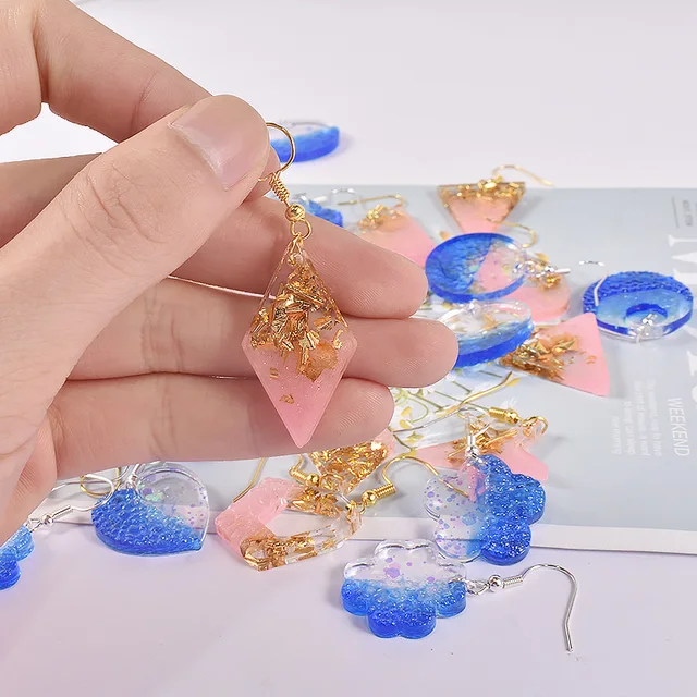 DIY Crystal Epoxy Resin Earrings Mold Water Pattern Wave Necklace Pendant  Bracelet Hanging Earrings Jewelry Silicone Resin Molds