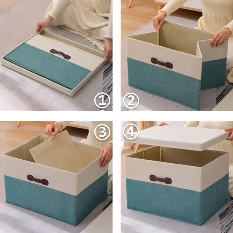 S/M/L/XL Foldable Linen Storage Boxes with Handle Wardrobe Organizer 1pc Basket Space Saving Cube Drawer Bin for Home Camping - Image 5
