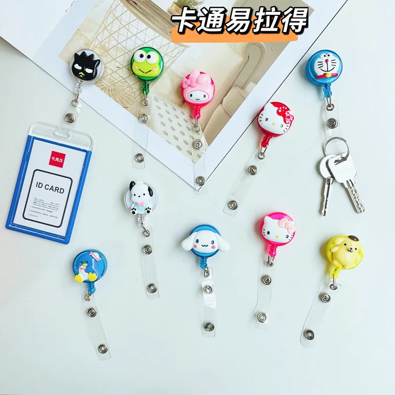 

Sanrio Cute Cartoon Easy-To-Pull Buckle Student Badge Id Buckle Staff Id Card Sleeve Clip Buckle Telescopic Keychain Pendant