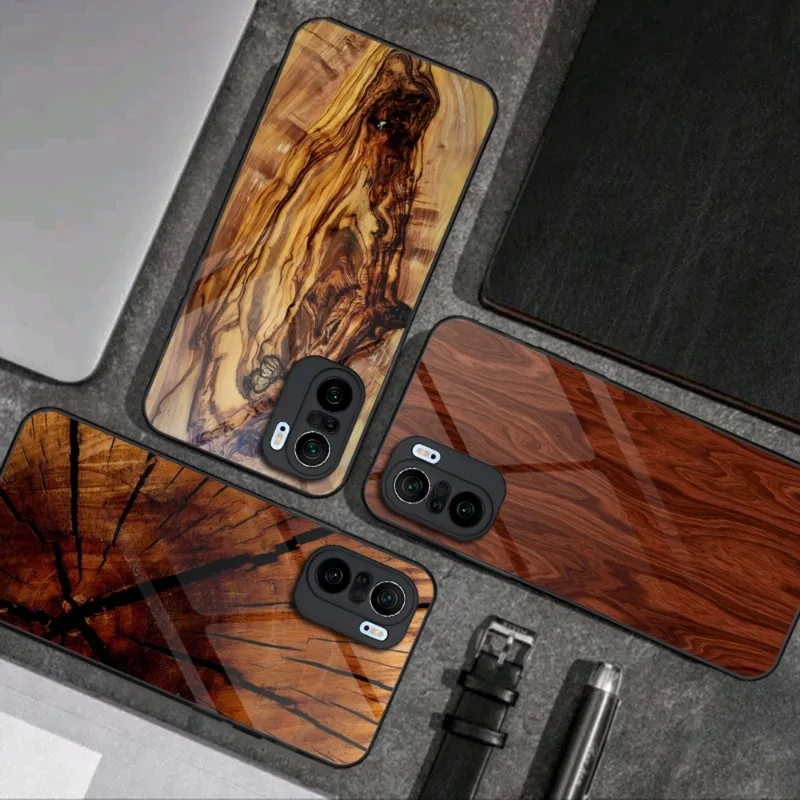 Coque De Téléphone En Verre Artistique, Texture Bois, Étui Pour Xiaomi Pocox3 13 12X 11 11T 10 12Pro Lite Redmi Note 10 9 8 Pro 9T 9A Pocox3Pro