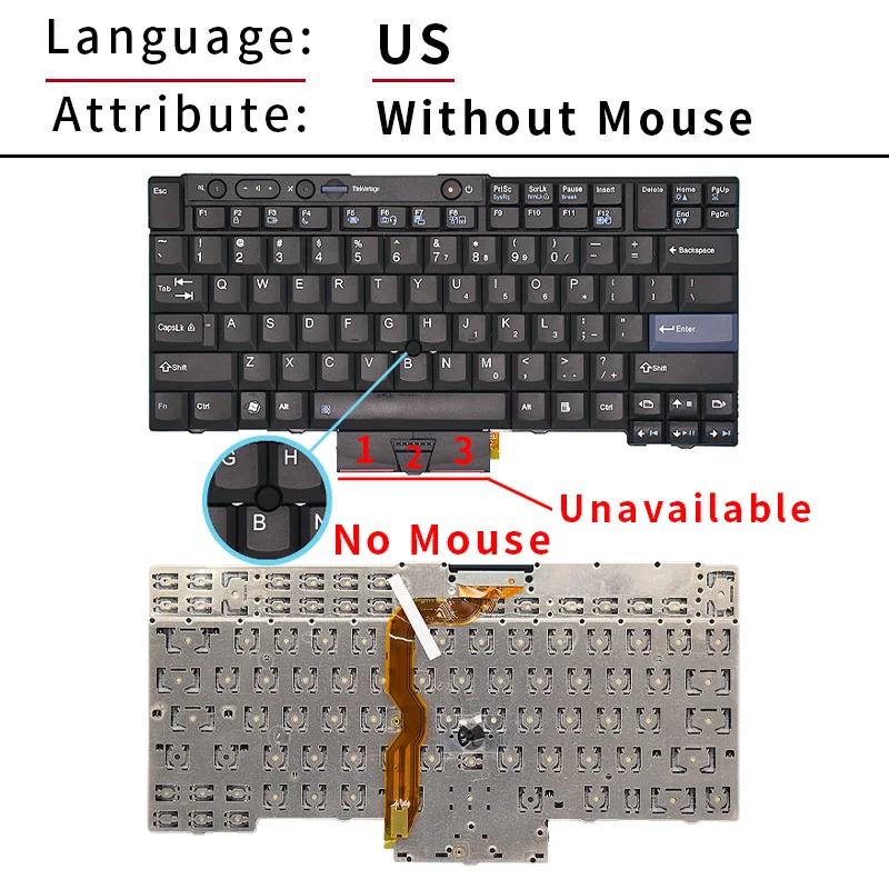 para Lenovo Thinkpad T410i T400s T420s T520 X220i T510 W520 W510 T430i X230i L430 L530 W530 Teclado Notebook Laptop Inglês - Imagem 2