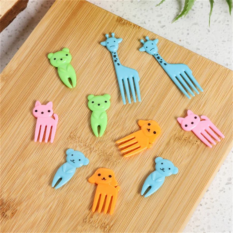 Description Picture 3 of item10pcs Animal Cute Fruit Fork Mini Cartoon Kids Snack Cake Dessert Food Pick Toothpick Bento Lunches Party Decor Random Color