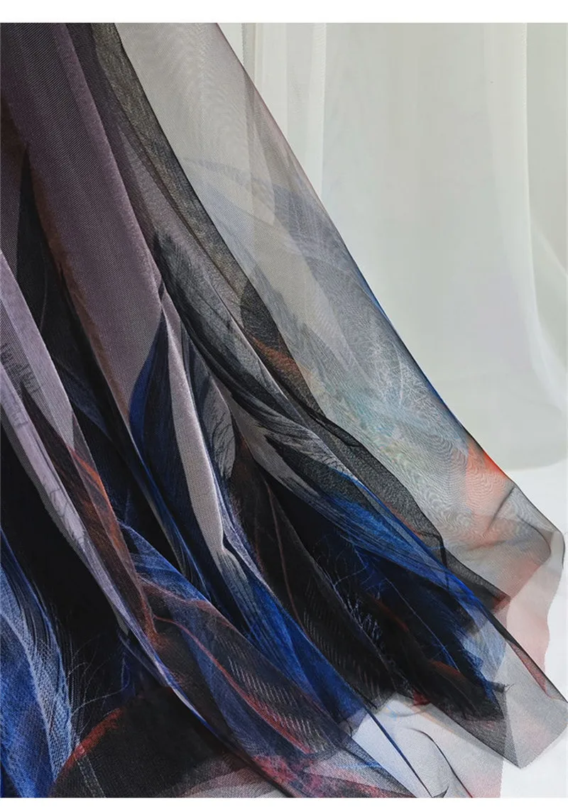High-grade Double Layer Skirts Spring Summer Elastic High Waist Large Swing Gauze Chiffon Skirt A-line Pleated Long Beach Skirt