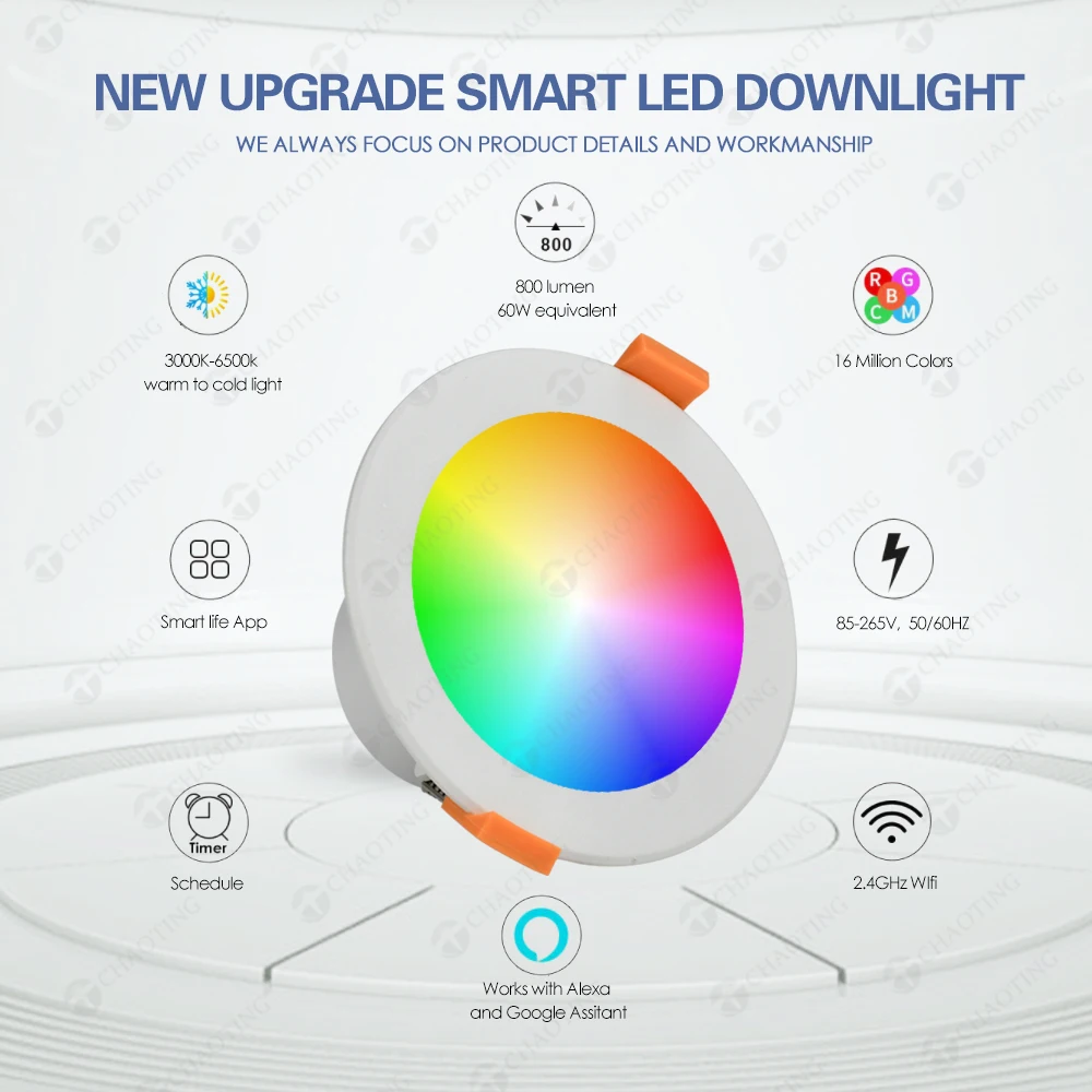 스마트 제어 RGB 바 실내 레저 및 엔터테인먼트 평면 스포트라이트 LED 매입형 천장 무드등 다운라이트