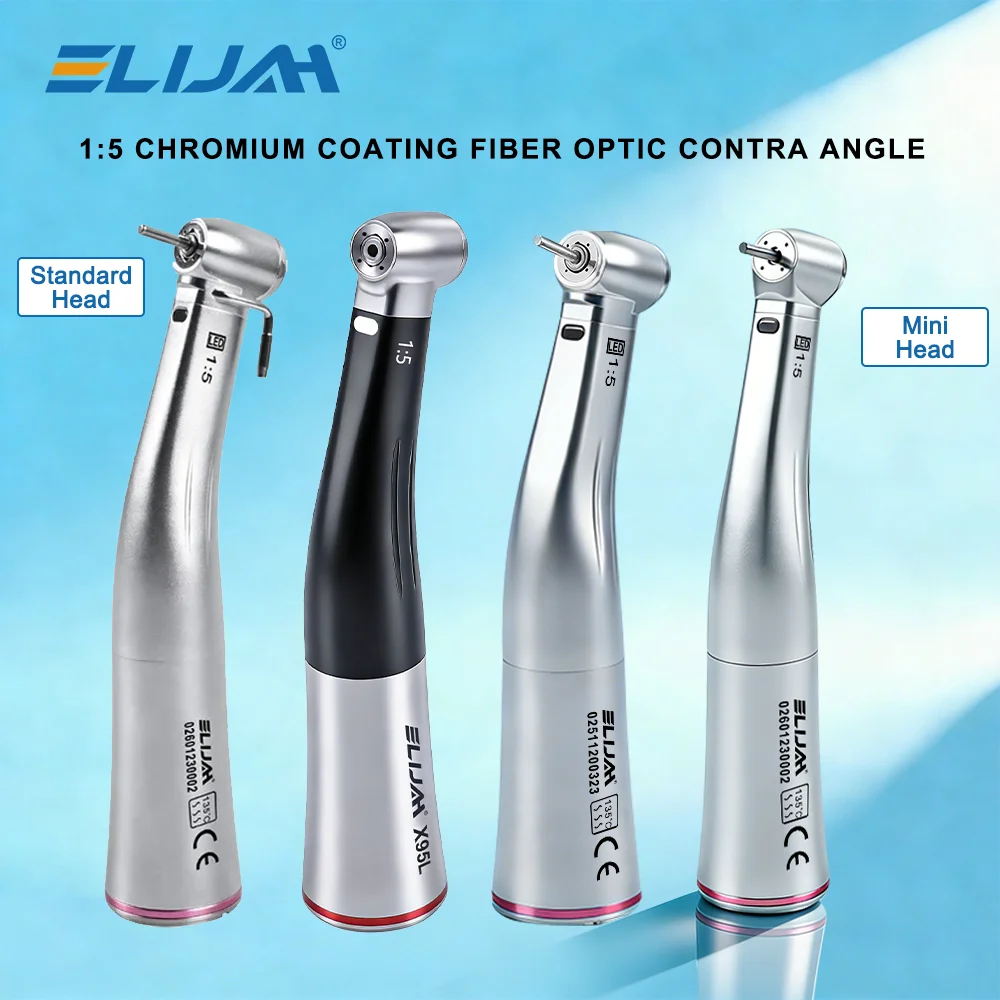 Dental LED 1:5 Handpiece Mini/Standard Head Increasing Ceramic Bearing Contra Angle Compatible with Electric Motor Dentist Tools