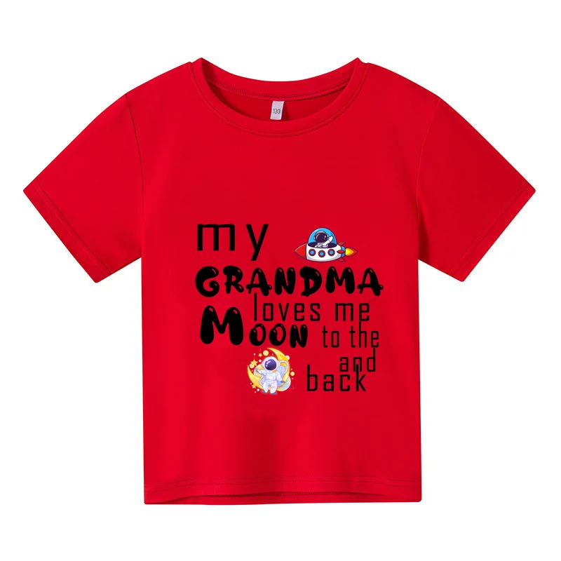 

2-12Y Children'S T-Shirt Cotton Summer Clothing For Short Sleeve My Grandma Loves Me Moon To The And Back
