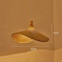 MoModern Chinese Style Bamboo Chandelier Tea Room Rattan Hand-woven Lamps Creative Straw Hat Chandelier Woven Bamboo Lamp 2