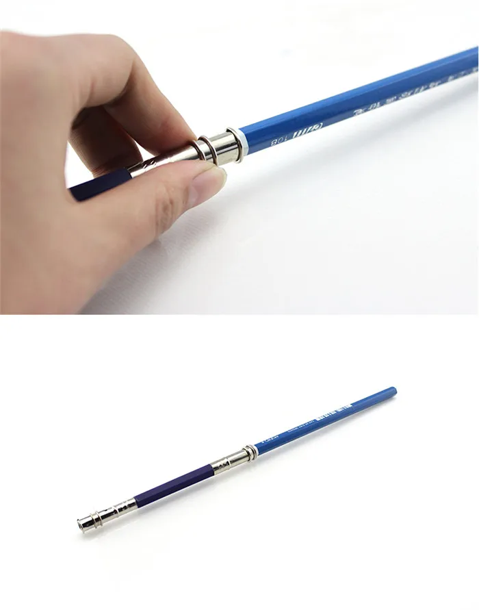 Adjustable Dual Head Brush Pencil Extender Holder Sketch School Office Art Write Tool Practical