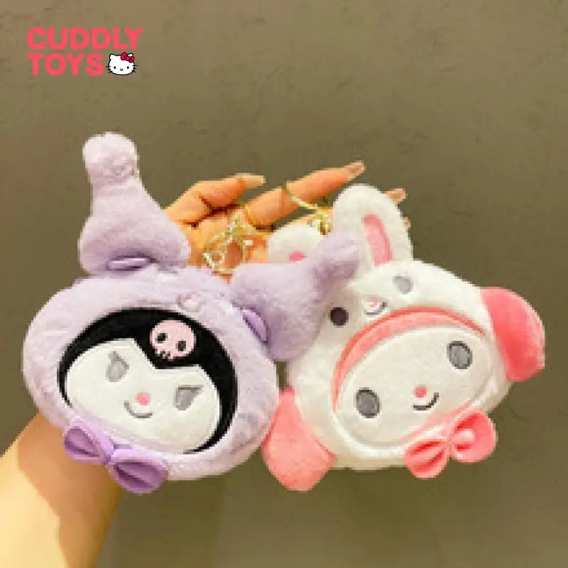 Sanrio Plush Pendant Cartoon Series Soft Pp Cotton Kawaii Kuromi Melody Coin Purse Plush Keychain Pendant for Children Girl Gift sanrio cylinder bags children s shoulder bag kawaii anime purse pouch wallet waterproof backpack casual fashion bucket organizer