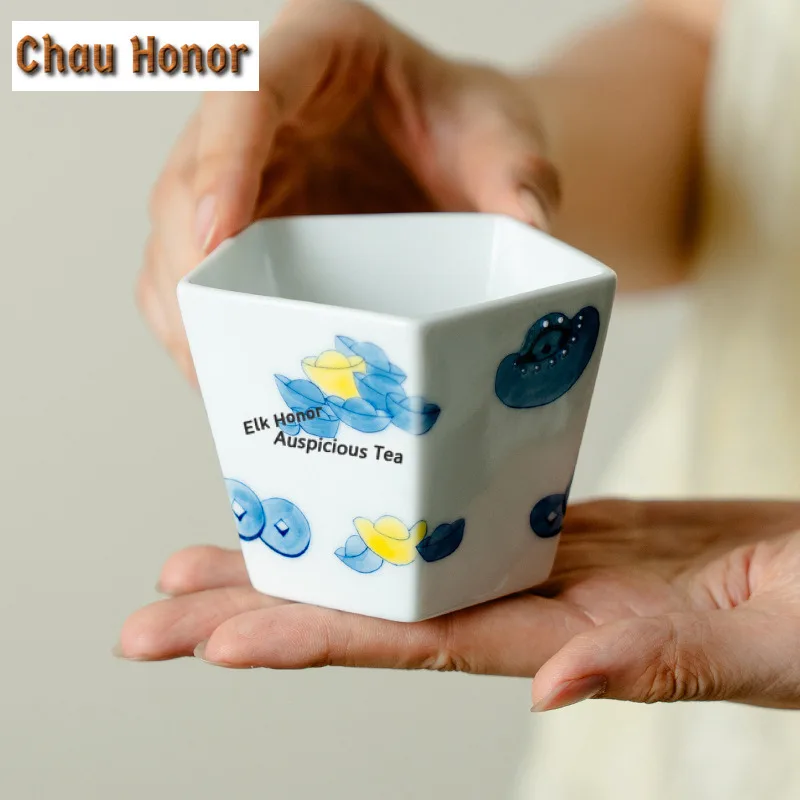 180ml Hand-painted Ingots Teacup Traditional Tea Bowl Single Cups Tea-tasting Smelling Cup Jianzhan Master Cups Tea Items Gift