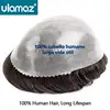 0.08-0.10mm Knotted Skin Hair Toupee Microskin Man Hair Prosthesis 100% Human Hair Male Wig Mens Hair Replacement System Unit 4