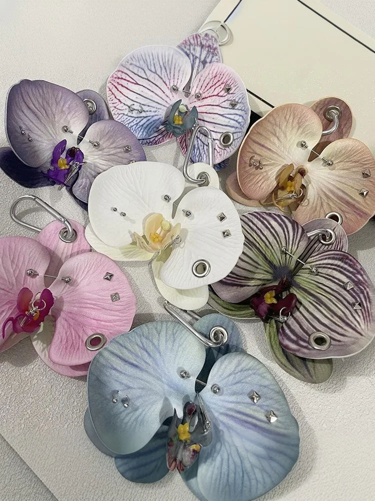 Kreative schöne Phalaenopsis Tuch Schlüsselanhänger Simulation Blumen Schlüsselanhänger Telefon Charms elegante Tasche Anhänger Zubehör Geschenk – Detail 10